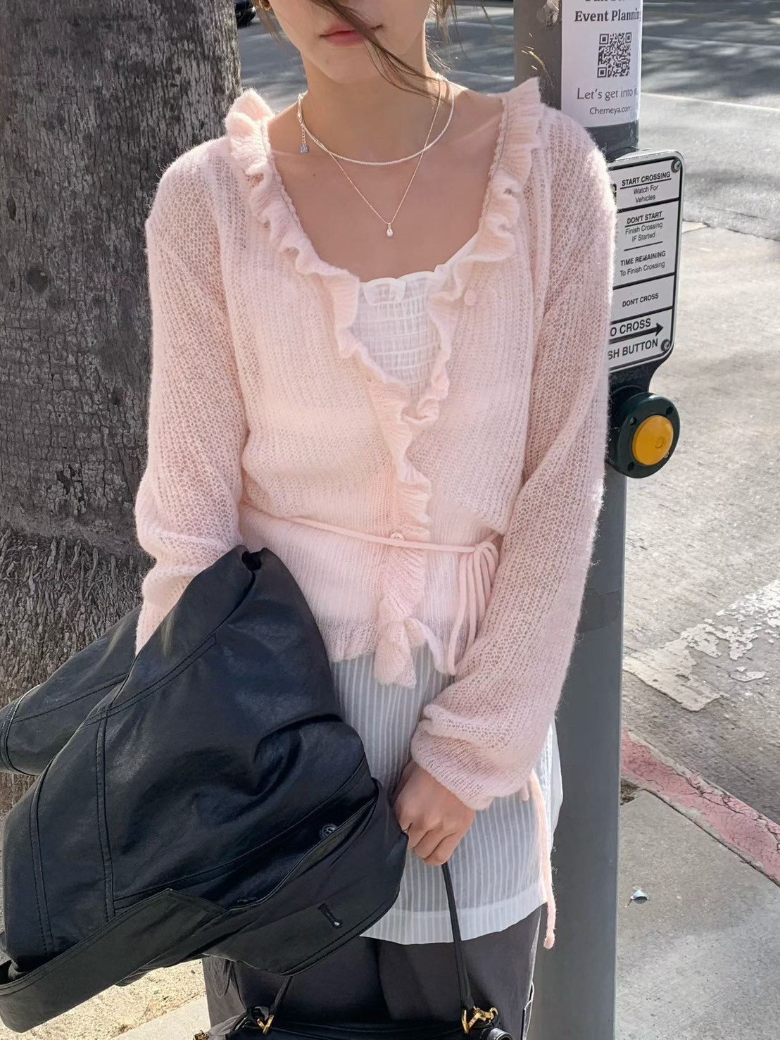 B57.浪漫小波浪粉彩針織小外套