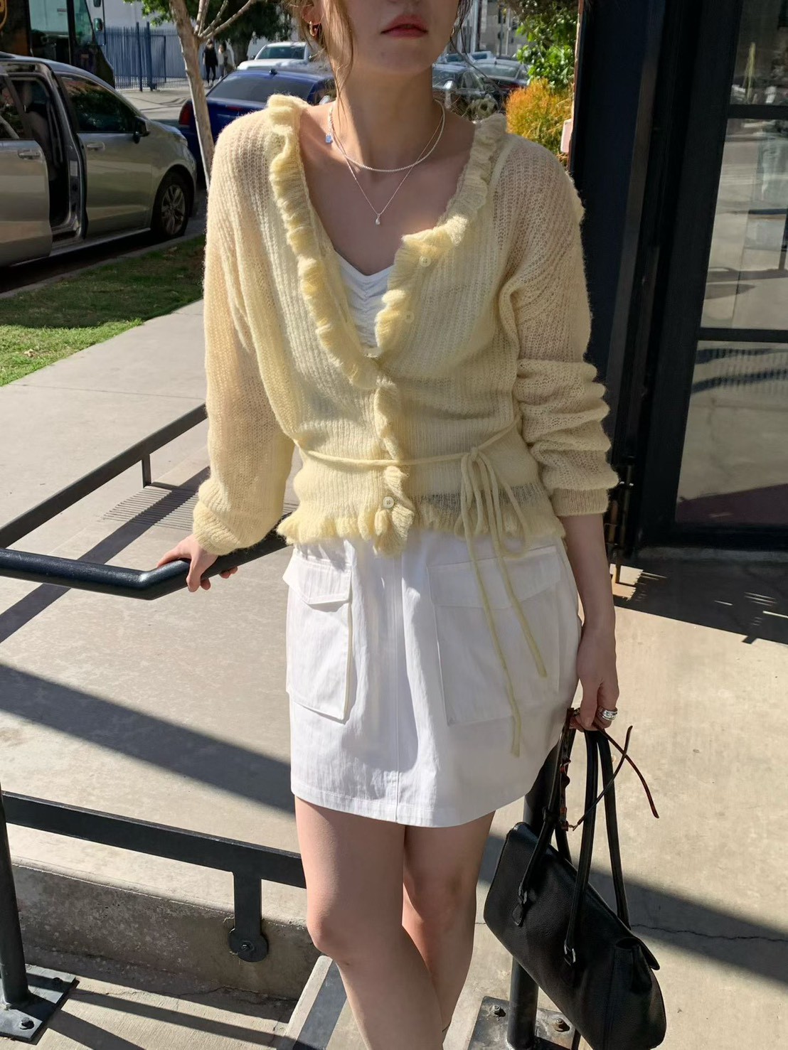 B57.浪漫小波浪粉彩針織小外套