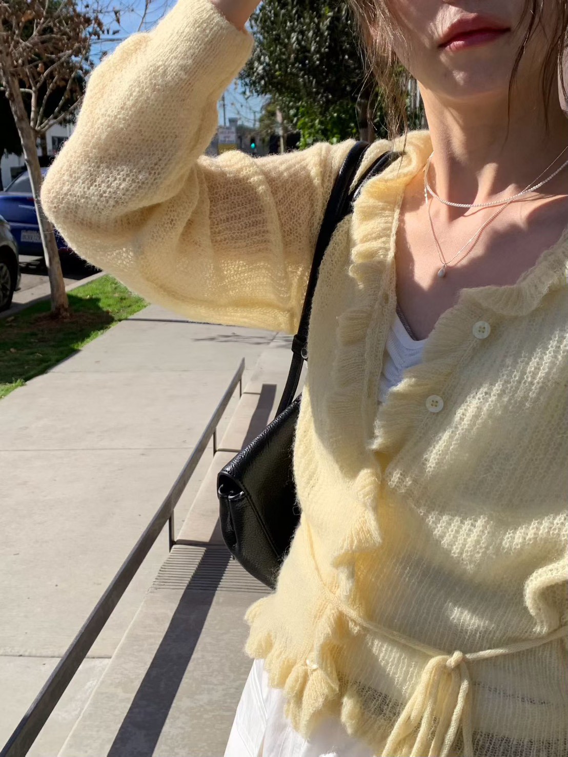 B57.浪漫小波浪粉彩針織小外套