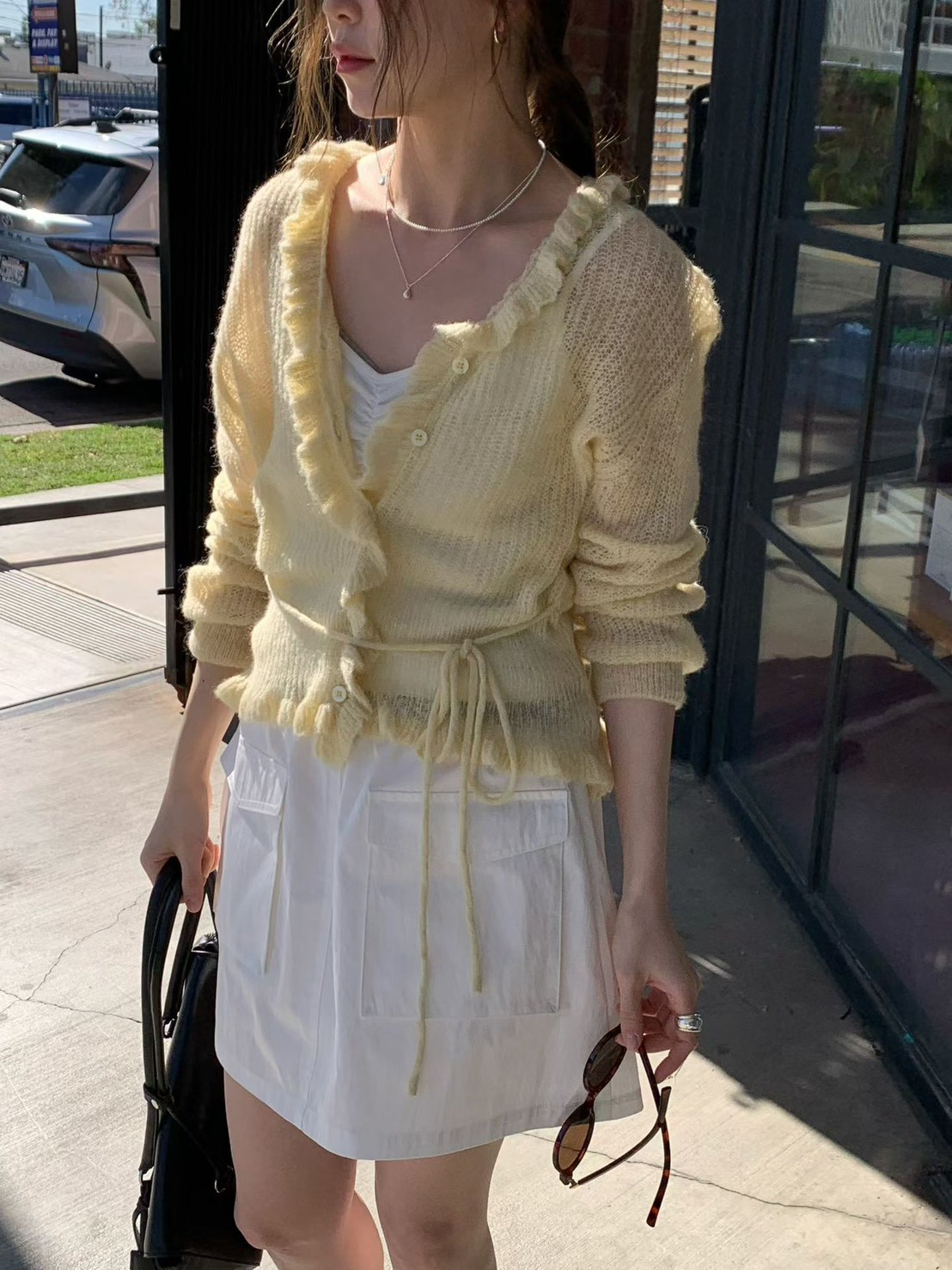 B57.浪漫小波浪粉彩針織小外套