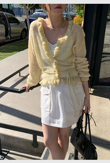 B57.浪漫小波浪粉彩針織小外套