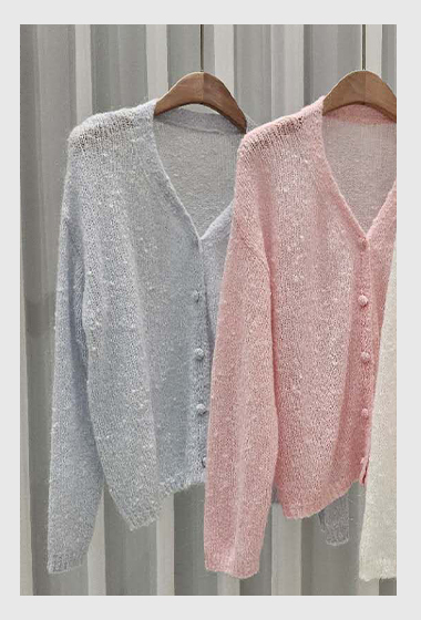 B91.星星家馬海毛V領點點紗針織外套