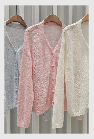 B91.星星家馬海毛V領點點紗針織外套