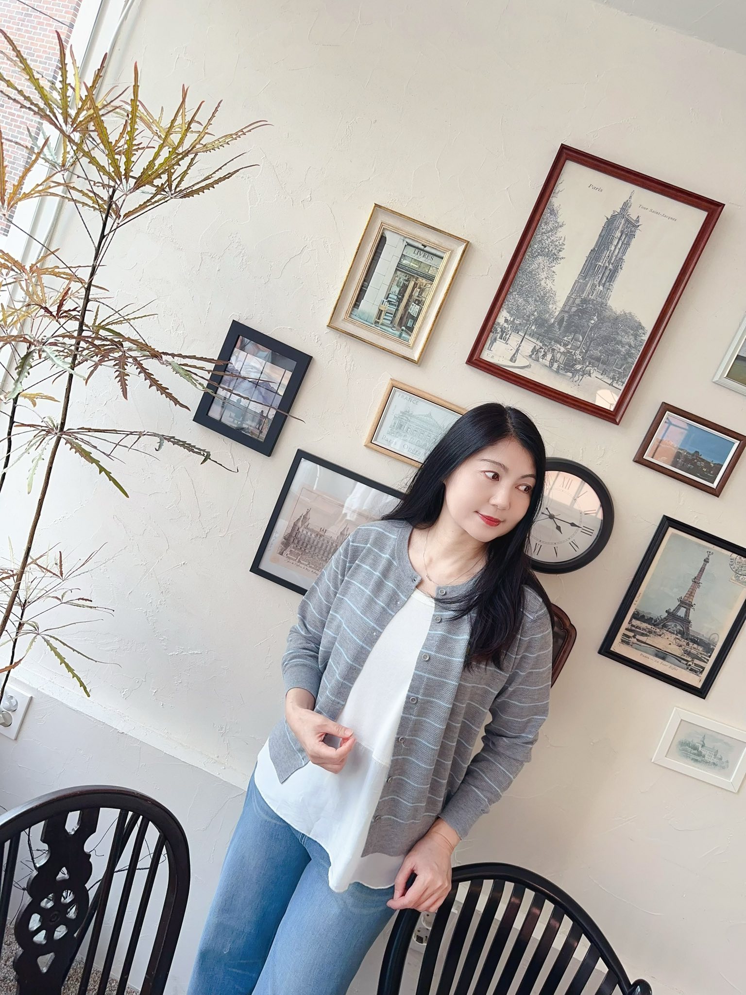 B106.細緻羊毛混訪條紋小外套