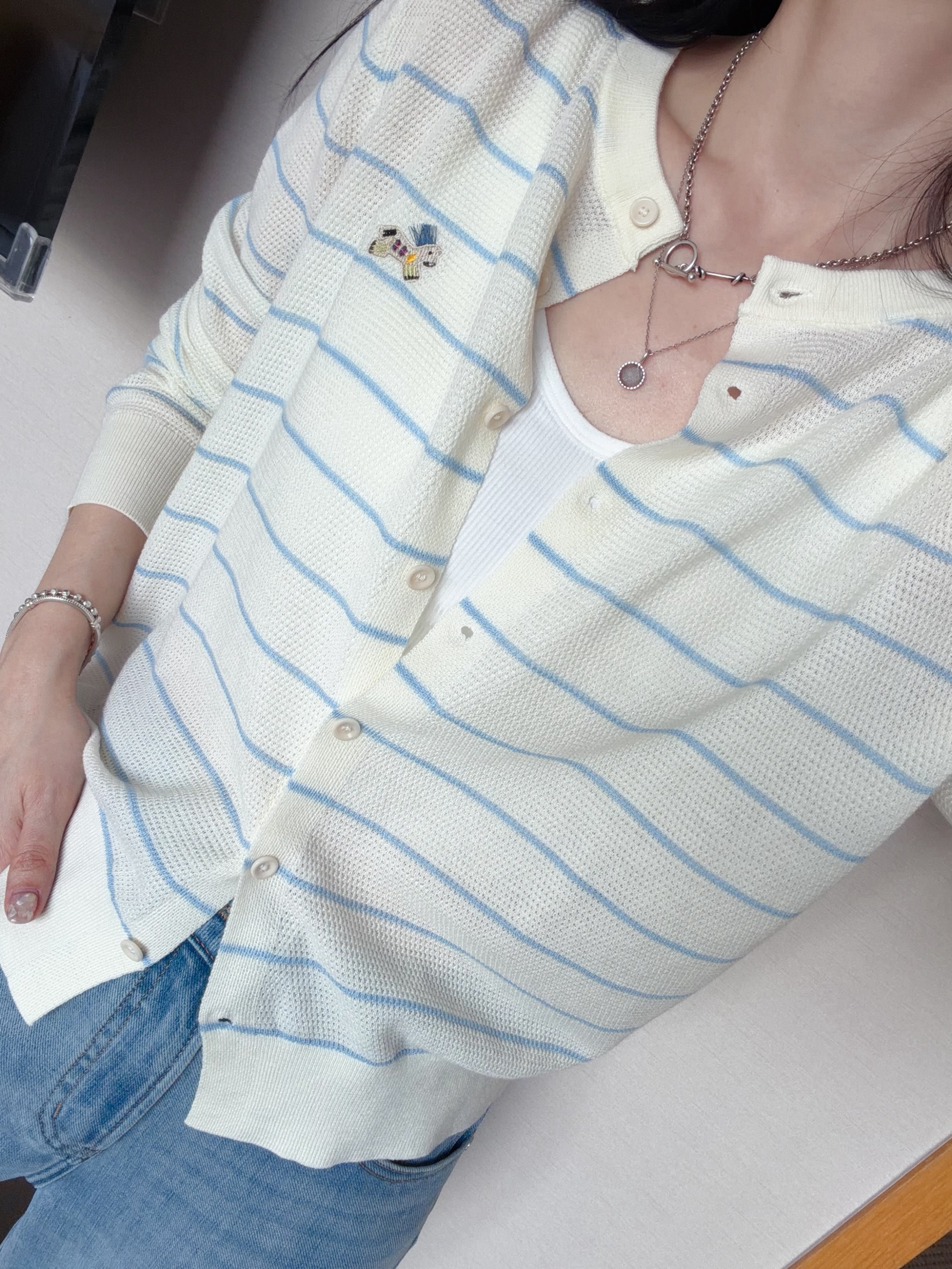 B106.細緻羊毛混訪條紋小外套