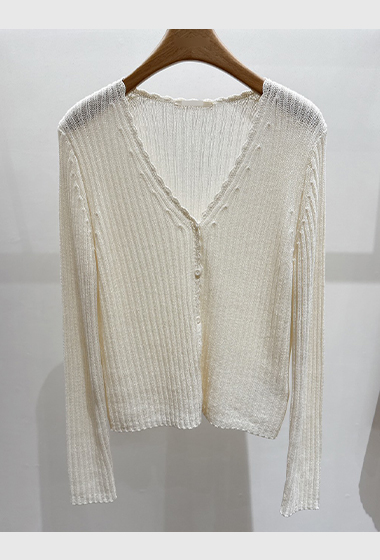 A04.極度顯瘦坑條V領針織小外套