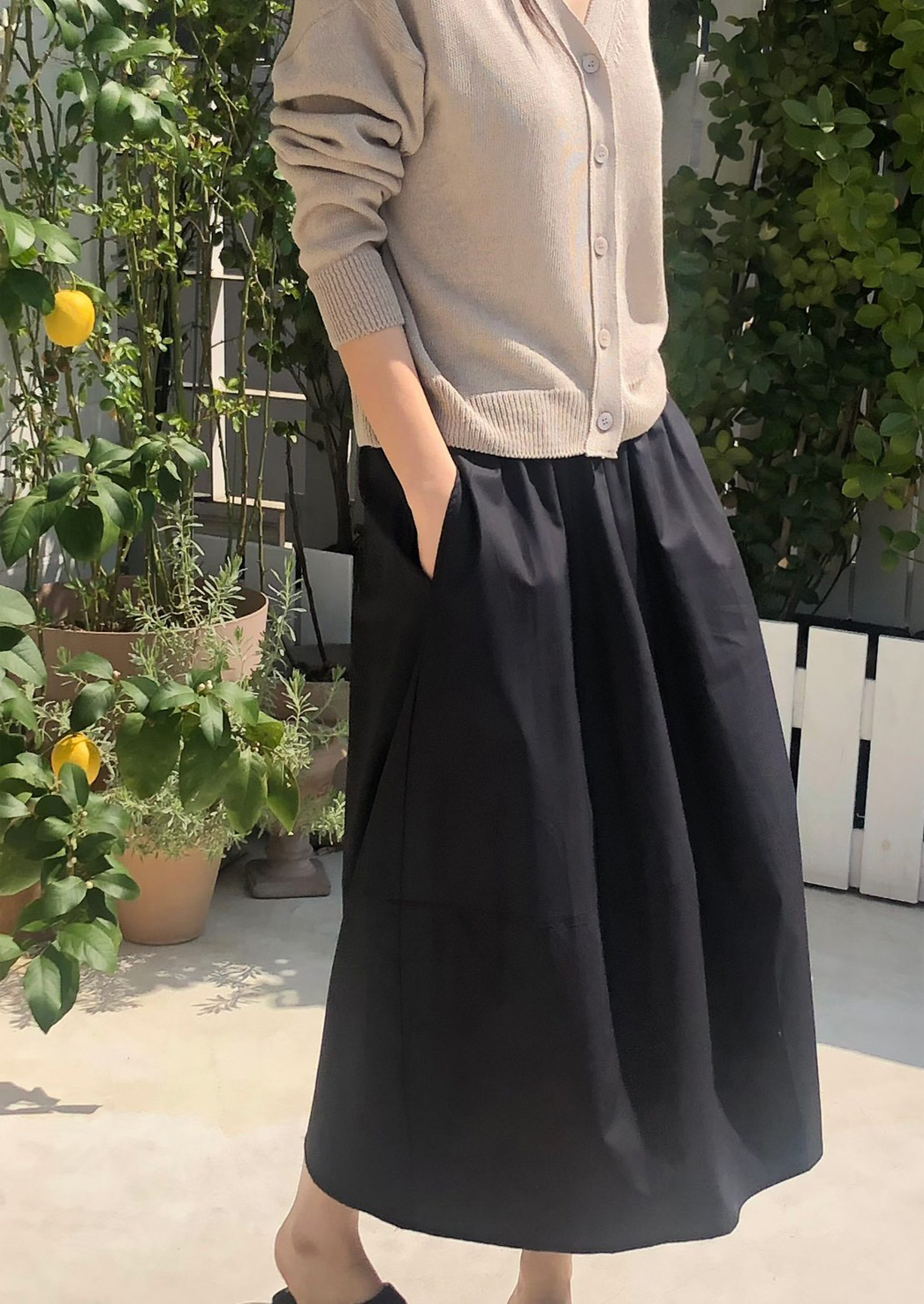 星星家亞麻混紡V領針織小外套