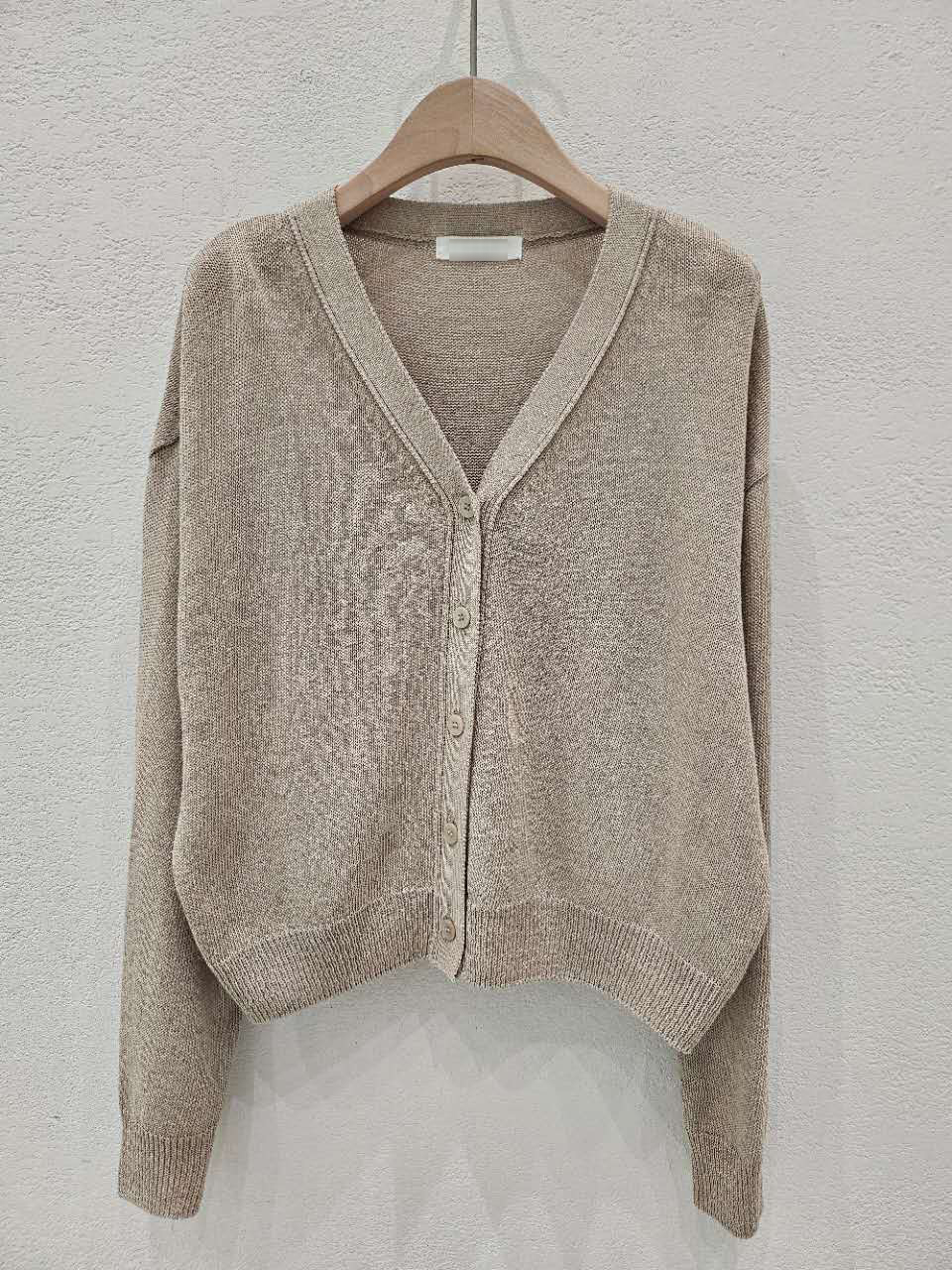星星家亞麻混紡V領針織小外套