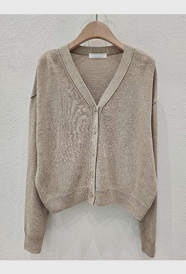 A86.星星家亞麻混紡V領針織小外套