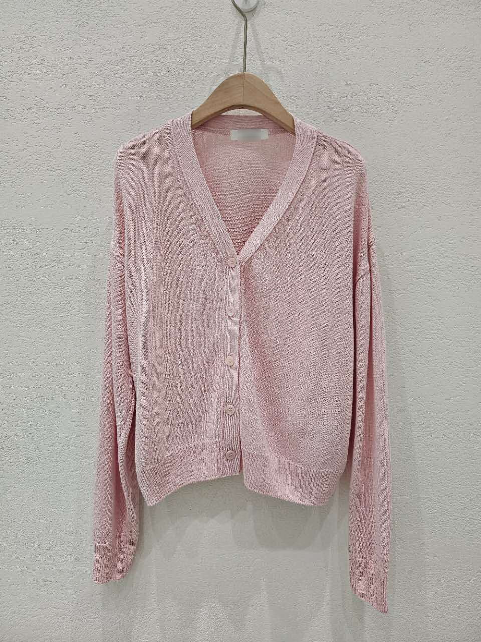 A86.星星家亞麻混紡V領針織小外套