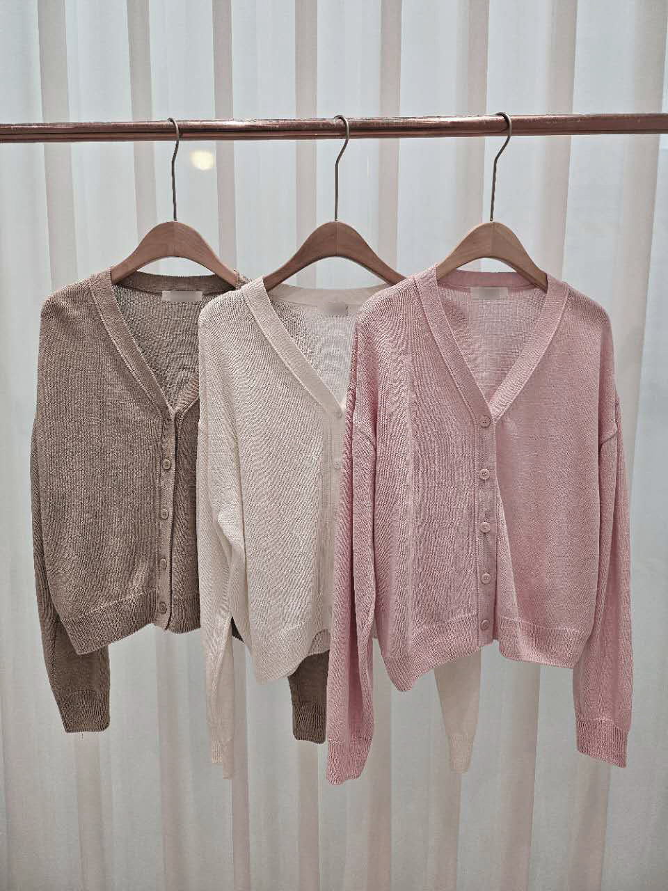 A86.星星家亞麻混紡V領針織小外套