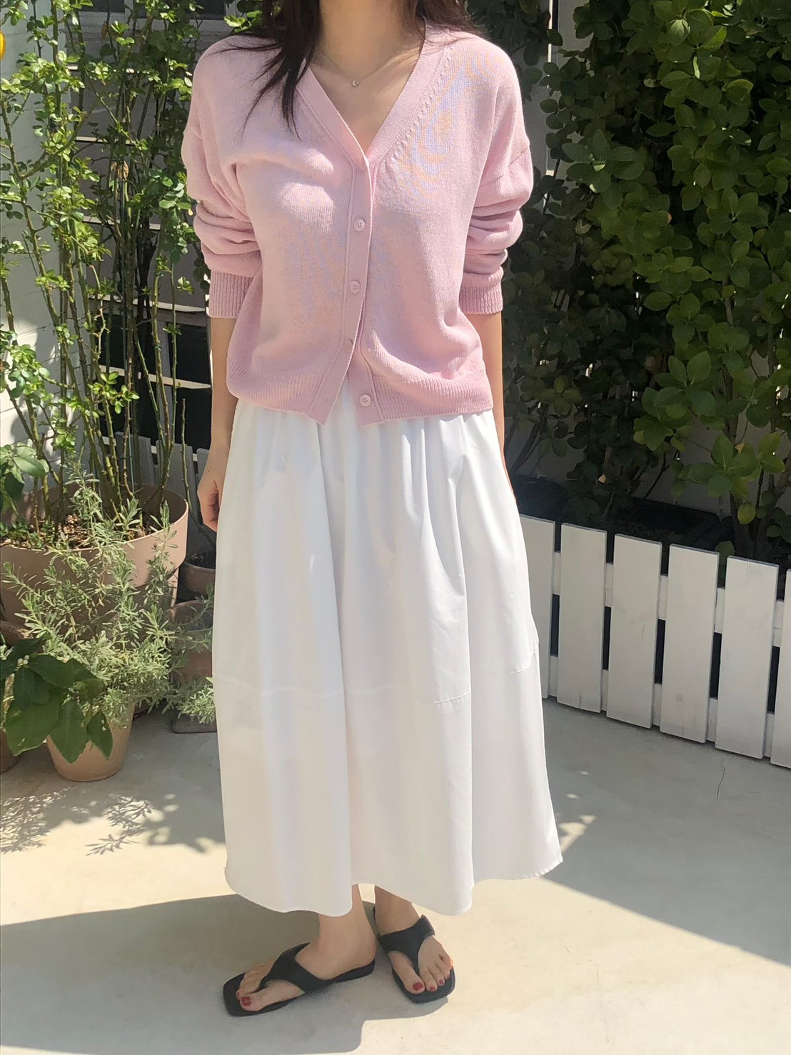 星星家亞麻混紡V領針織小外套