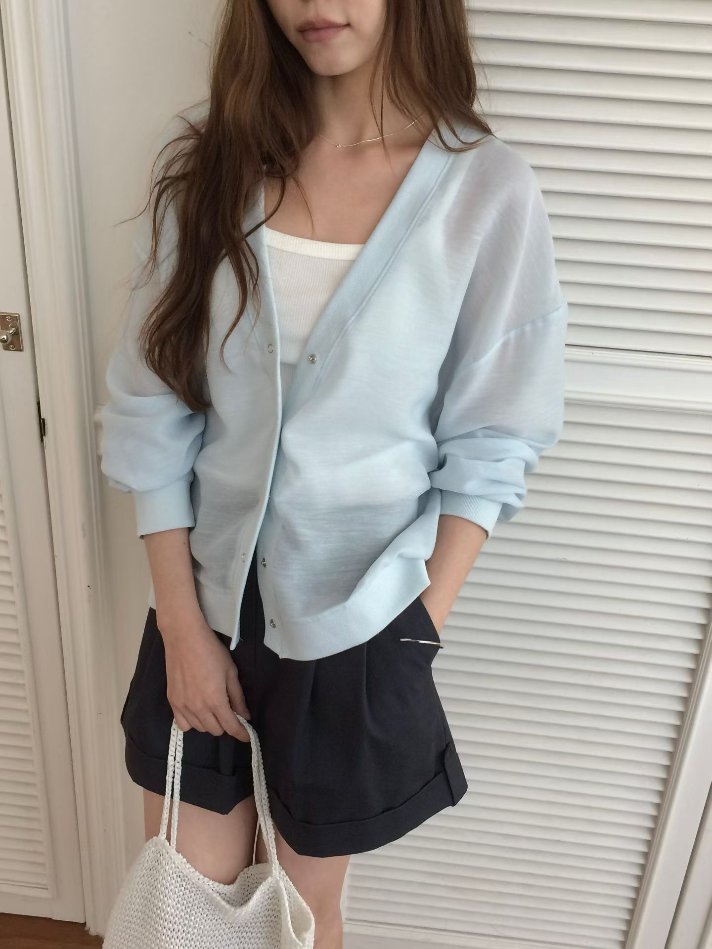 B34.V領滾邊撞色後繡字外套