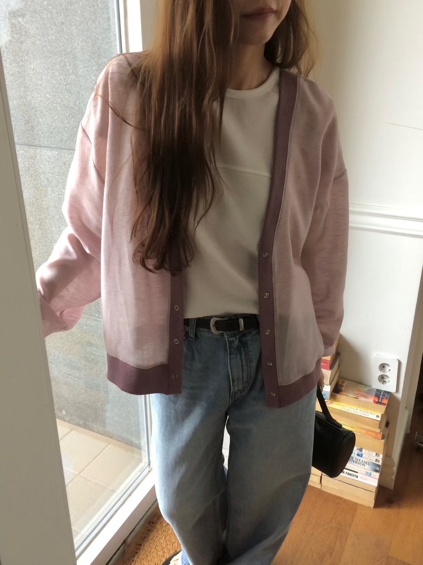 B34.V領滾邊撞色後繡字外套