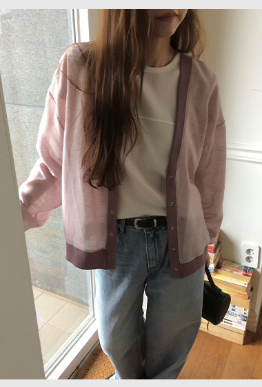 B34.V領滾邊撞色後繡字外套