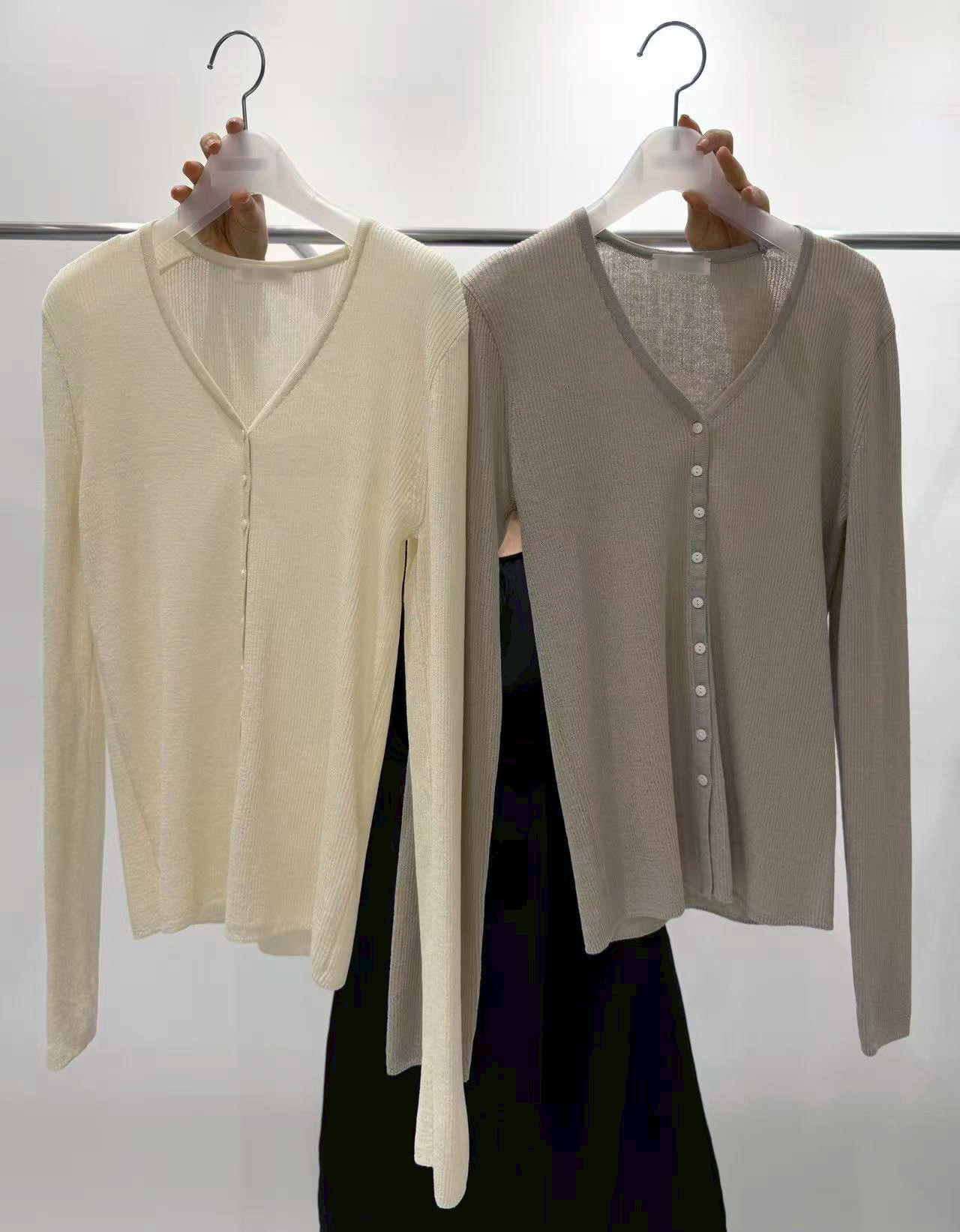 B14.質感家顯瘦直坑條針織小外套