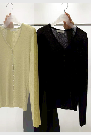 B14.質感家顯瘦直坑條針織小外套