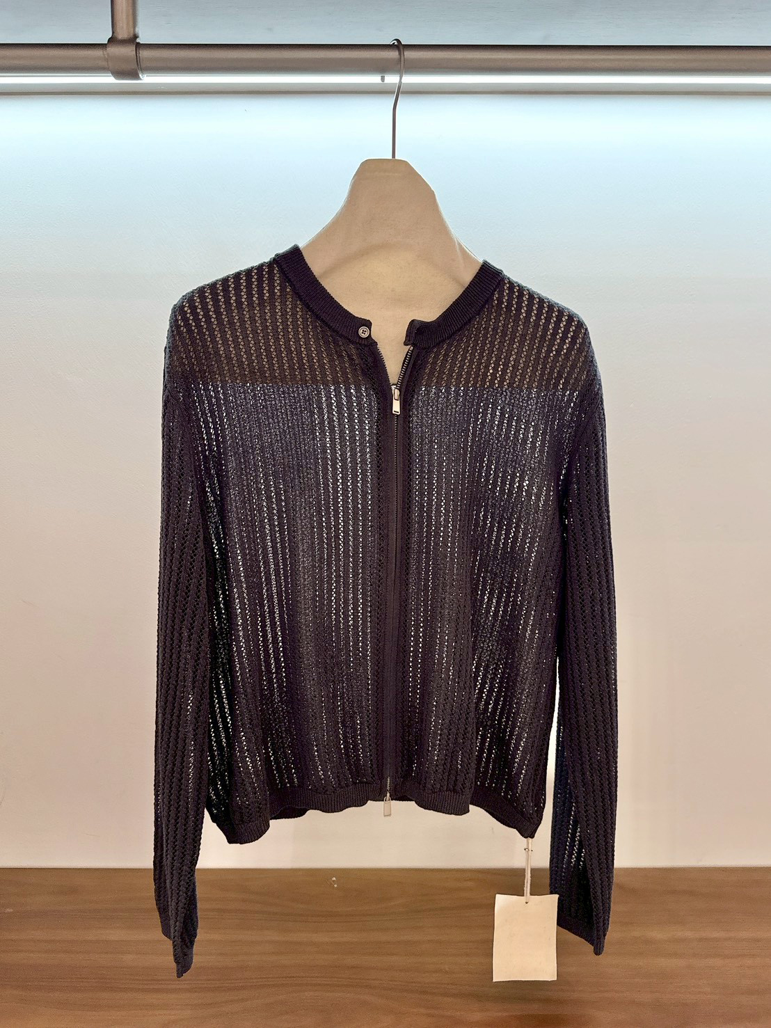 A12.單釦拉鍊洞洞針織小外套