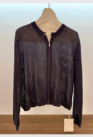 A12.單釦拉鍊洞洞針織小外套