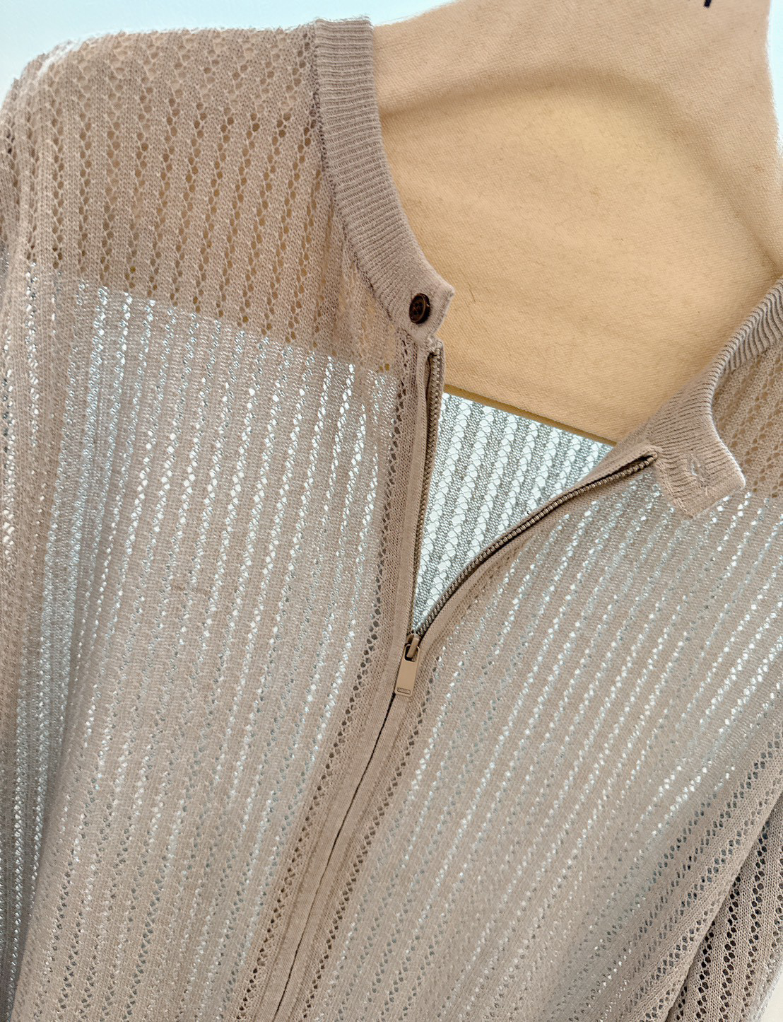 A12.單釦拉鍊洞洞針織小外套