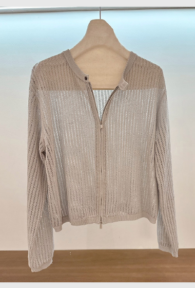 A12.單釦拉鍊洞洞針織小外套