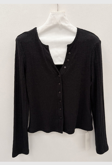 B40.顯瘦坑條圓V排釦造型上衣