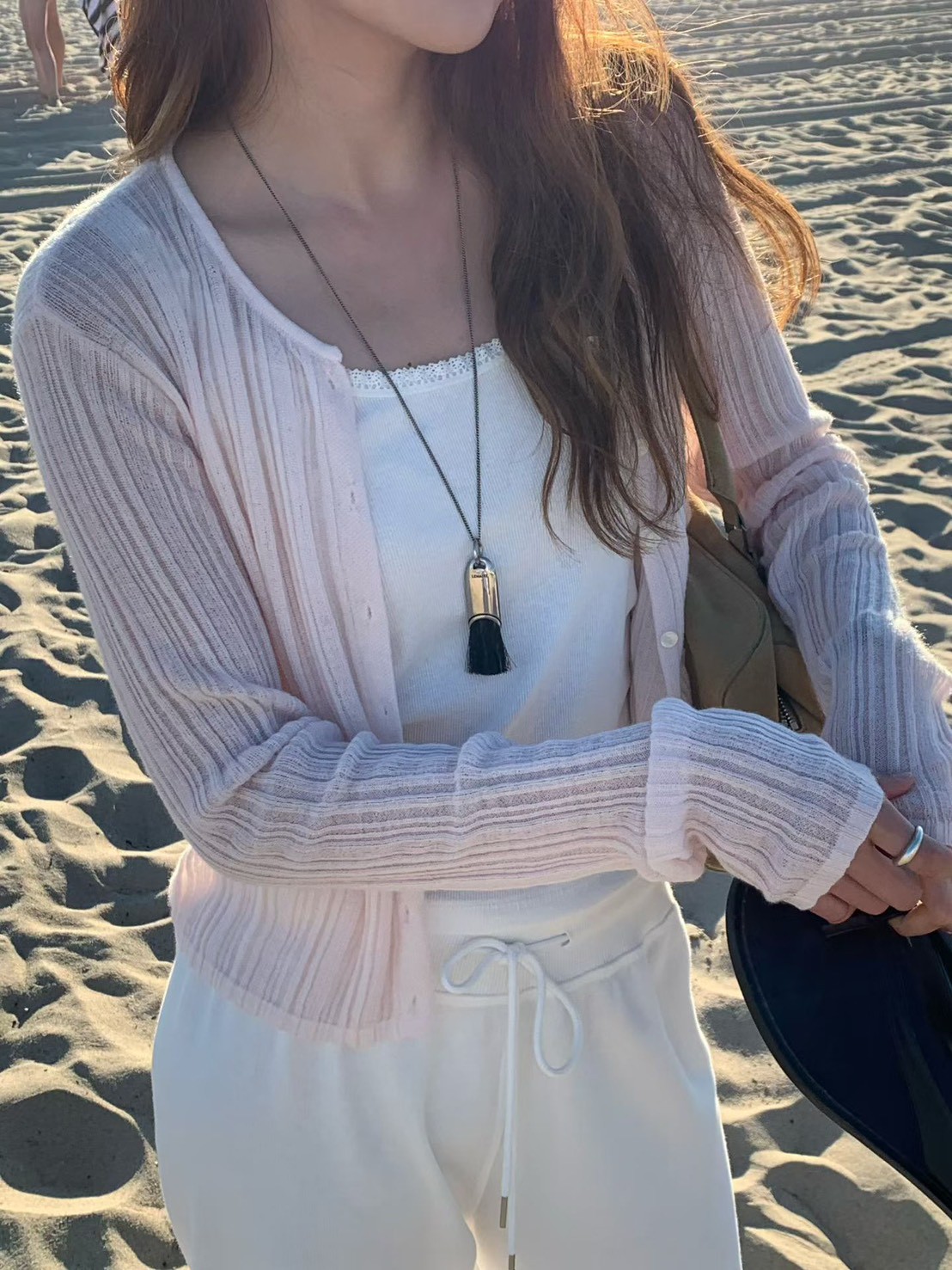 B27.大V家粉嫩坑條小外套