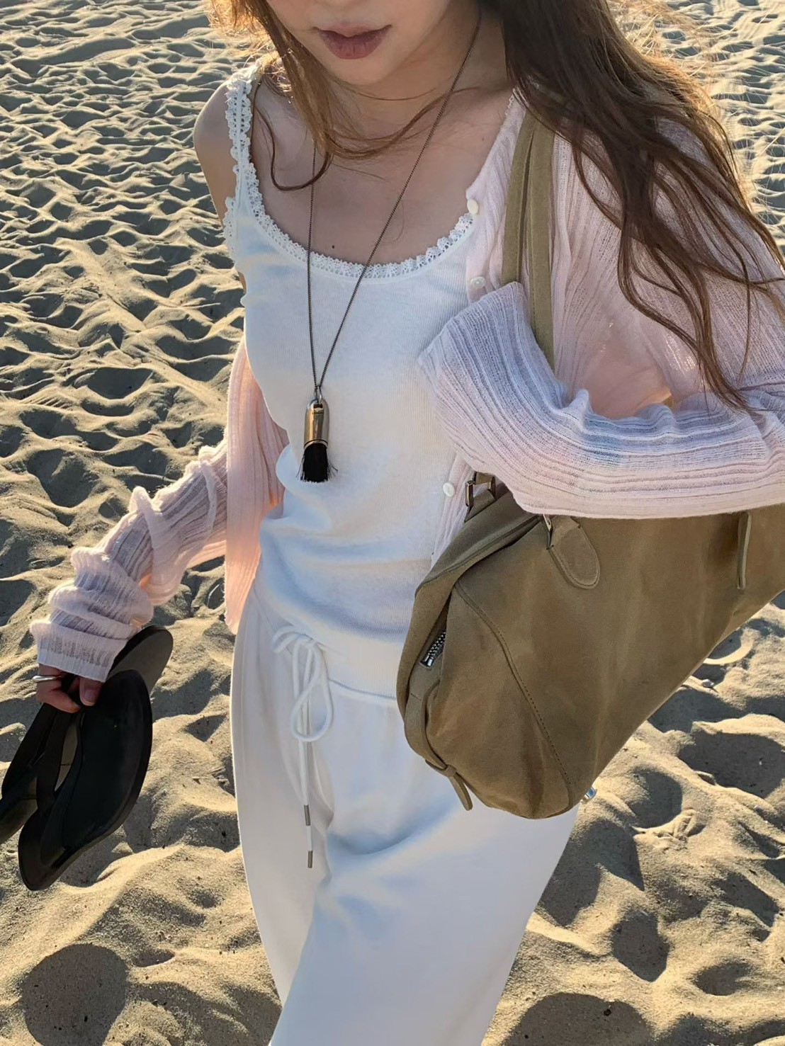 B27.大V家粉嫩坑條小外套