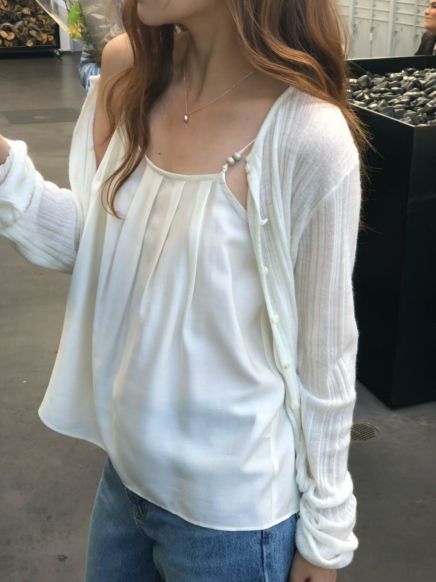 B27.大V家粉嫩坑條小外套