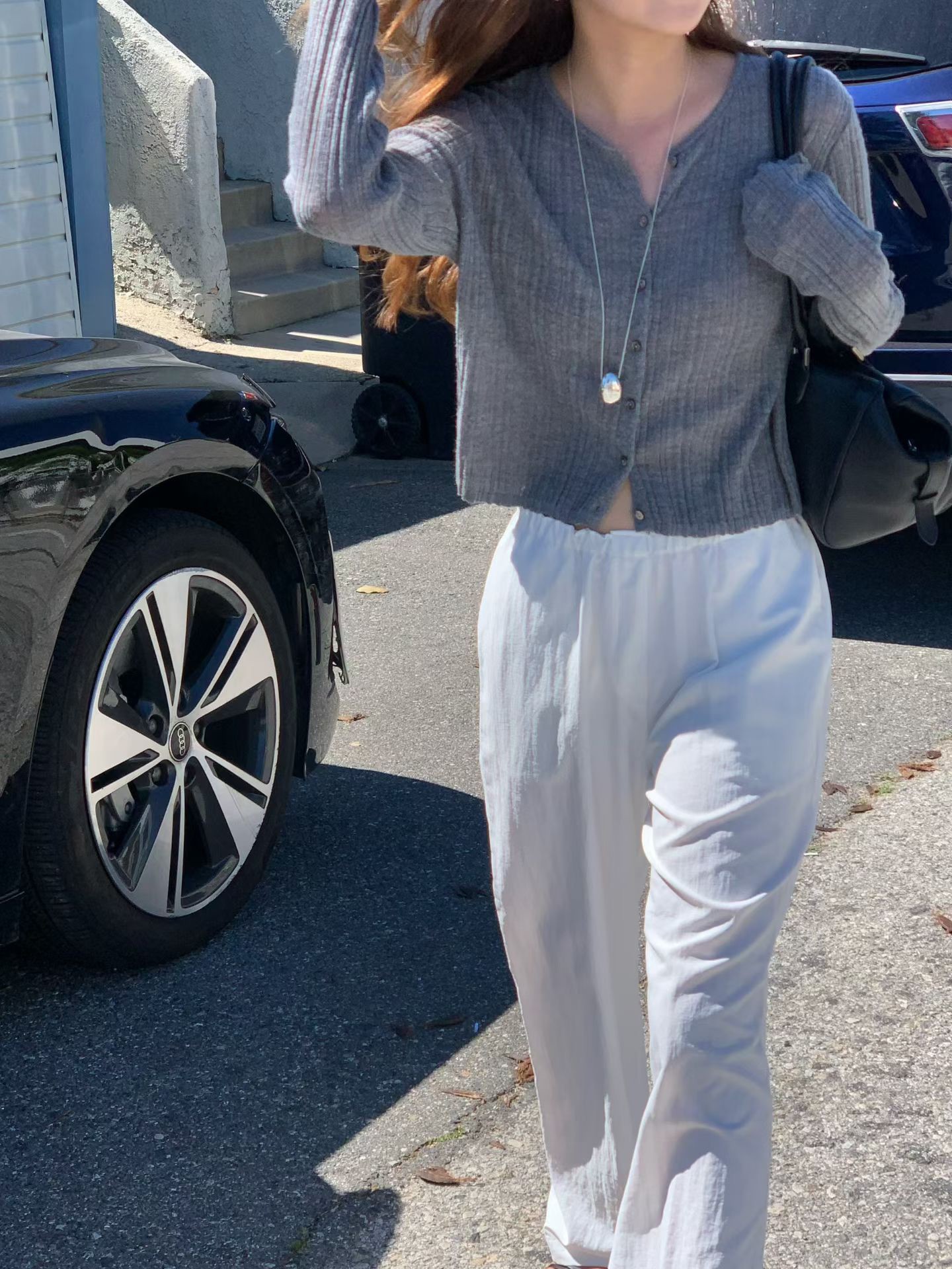 B27.大V家粉嫩坑條小外套