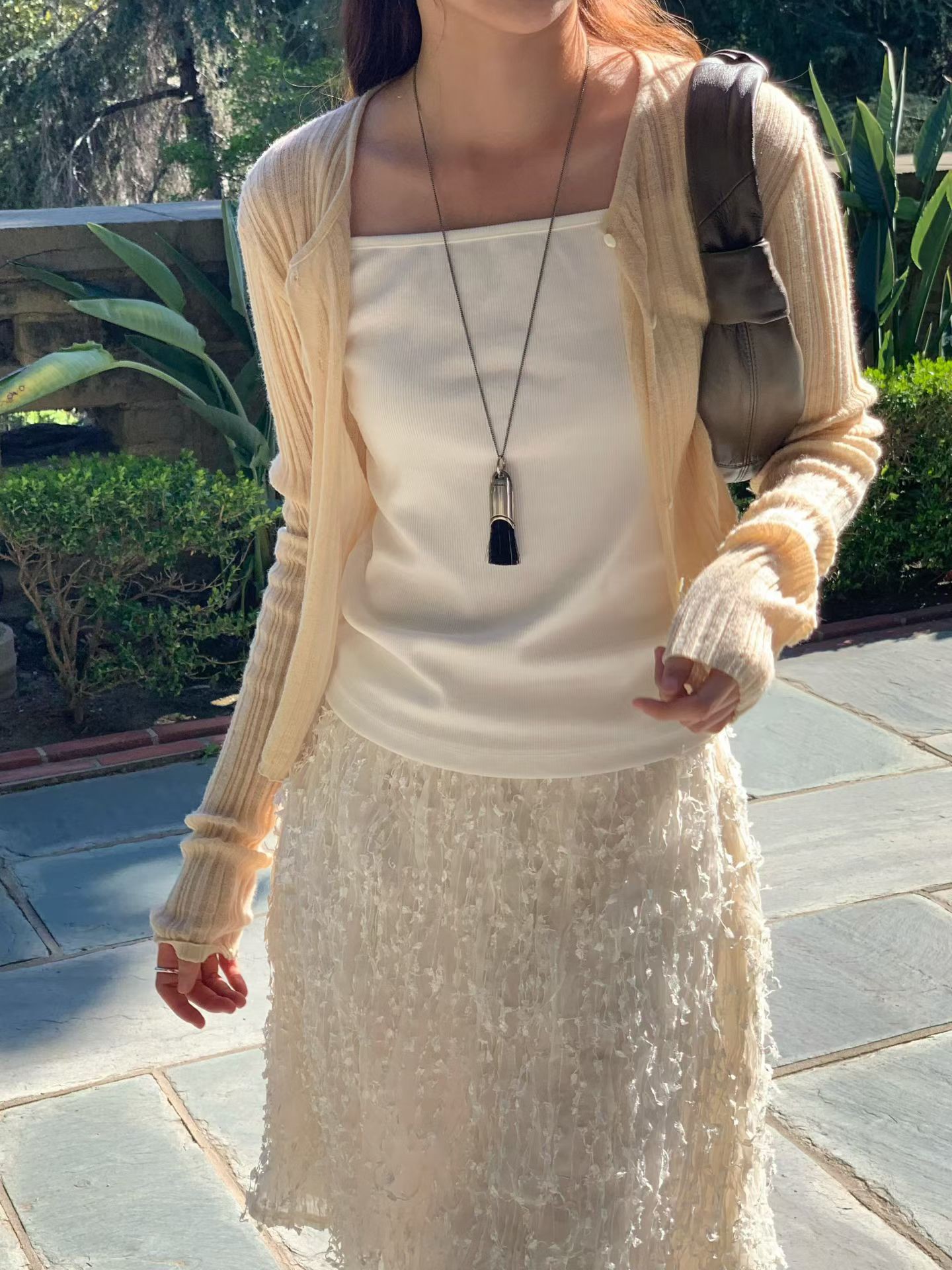 B27.大V家粉嫩坑條小外套