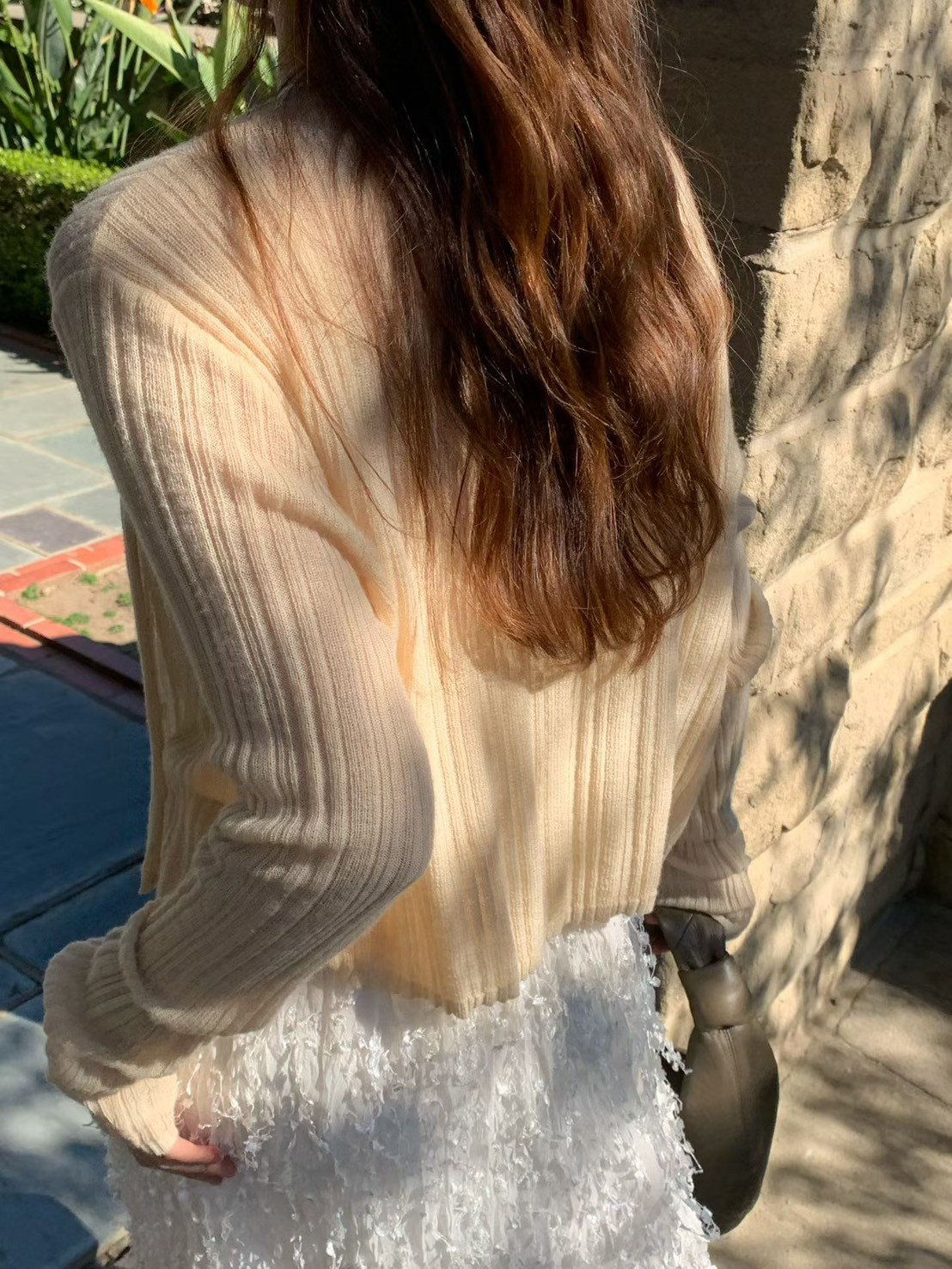 B27.大V家粉嫩坑條小外套