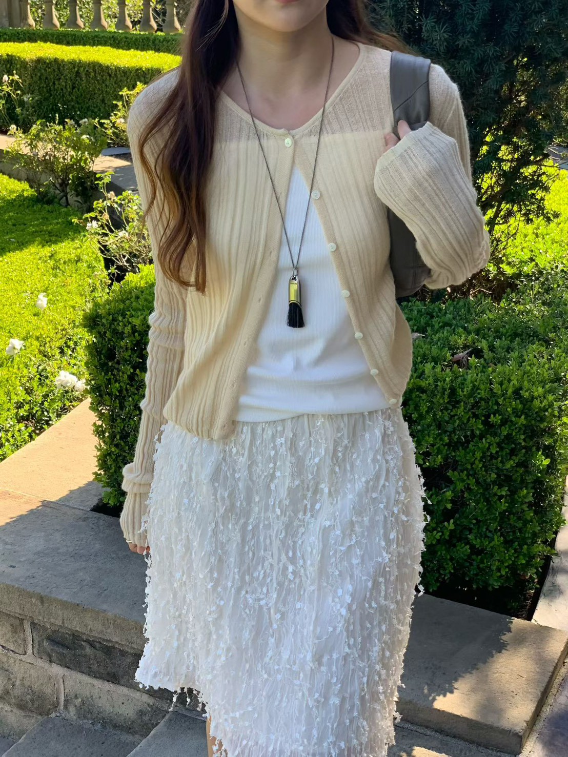 B27.大V家粉嫩坑條小外套