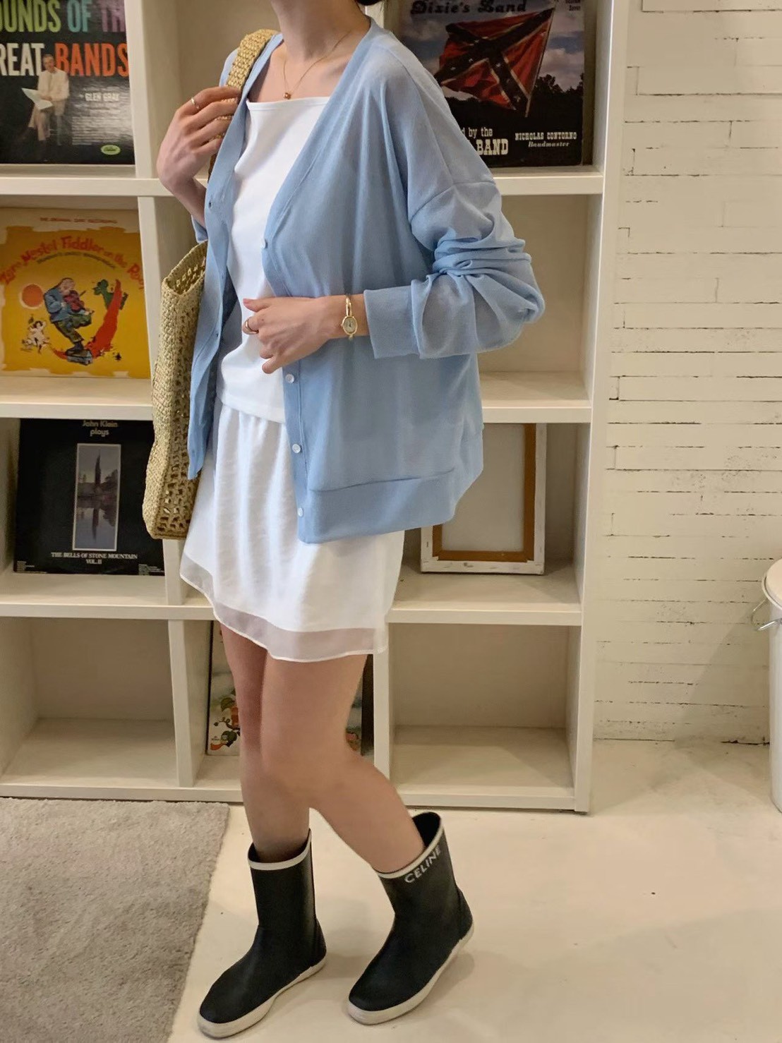 B36.草寫家莫蘭迪V領小外套