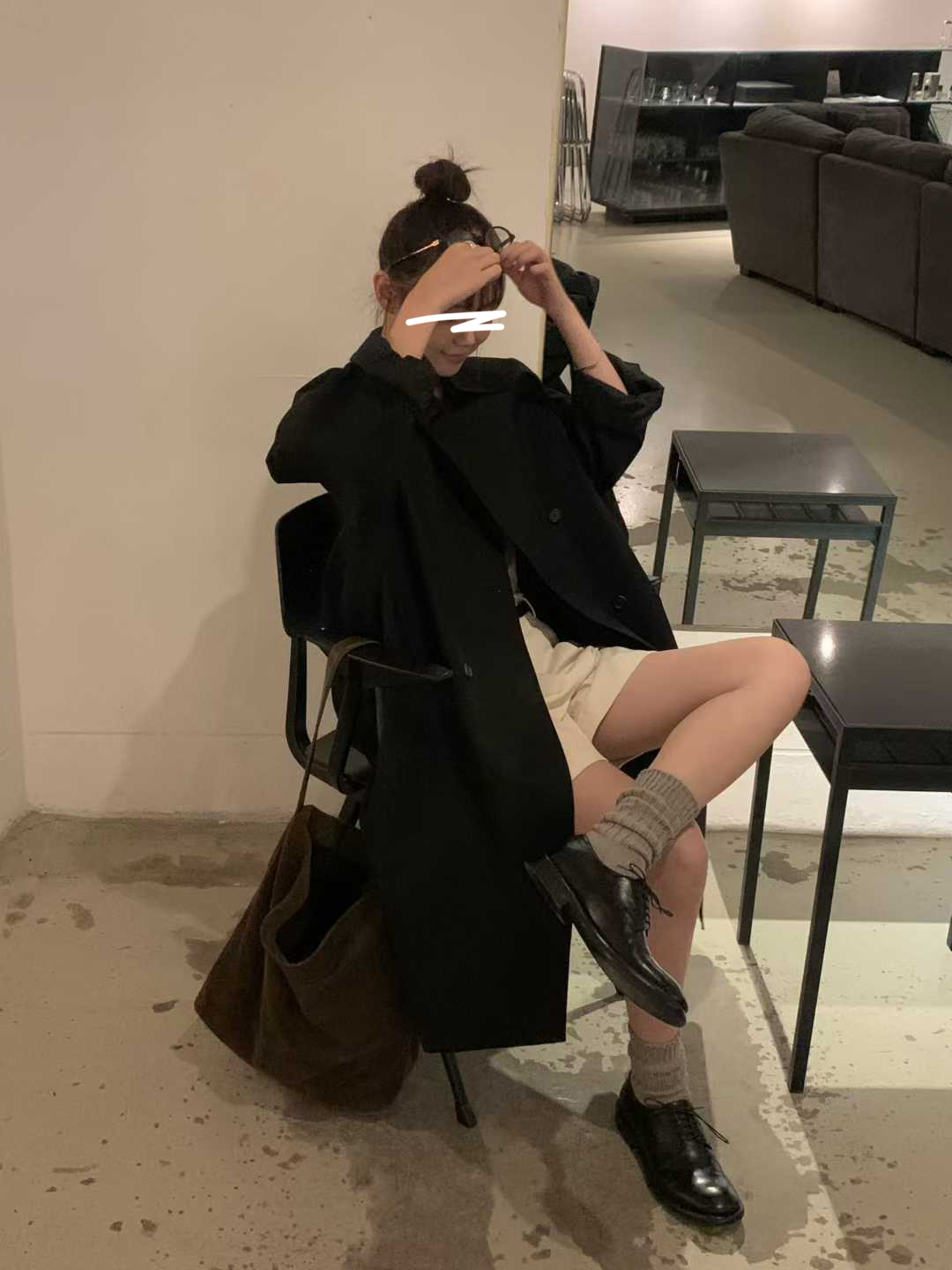 小V家雙排釦簡約長版風衣外套