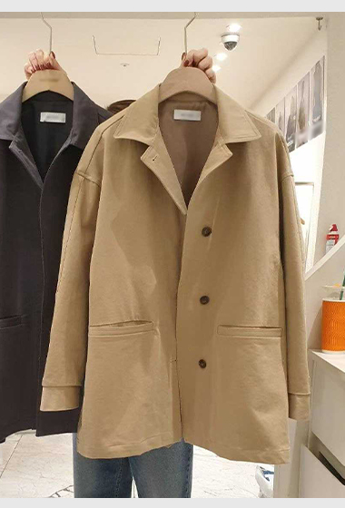 B81.小臉歐膩俐落翻領風衣外套
