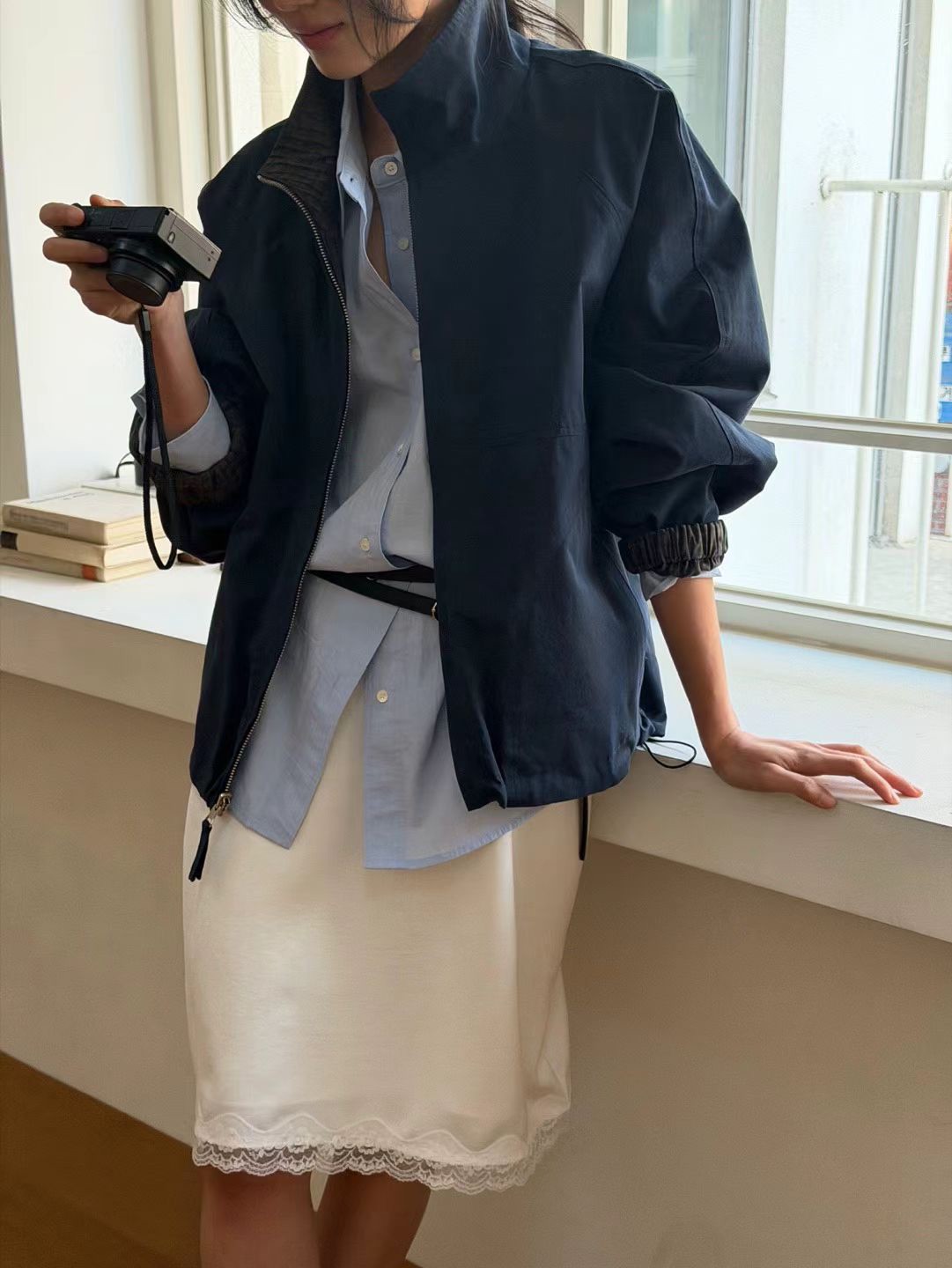 B31.瘦瘦歐膩雙面穿搭格紋防風外套