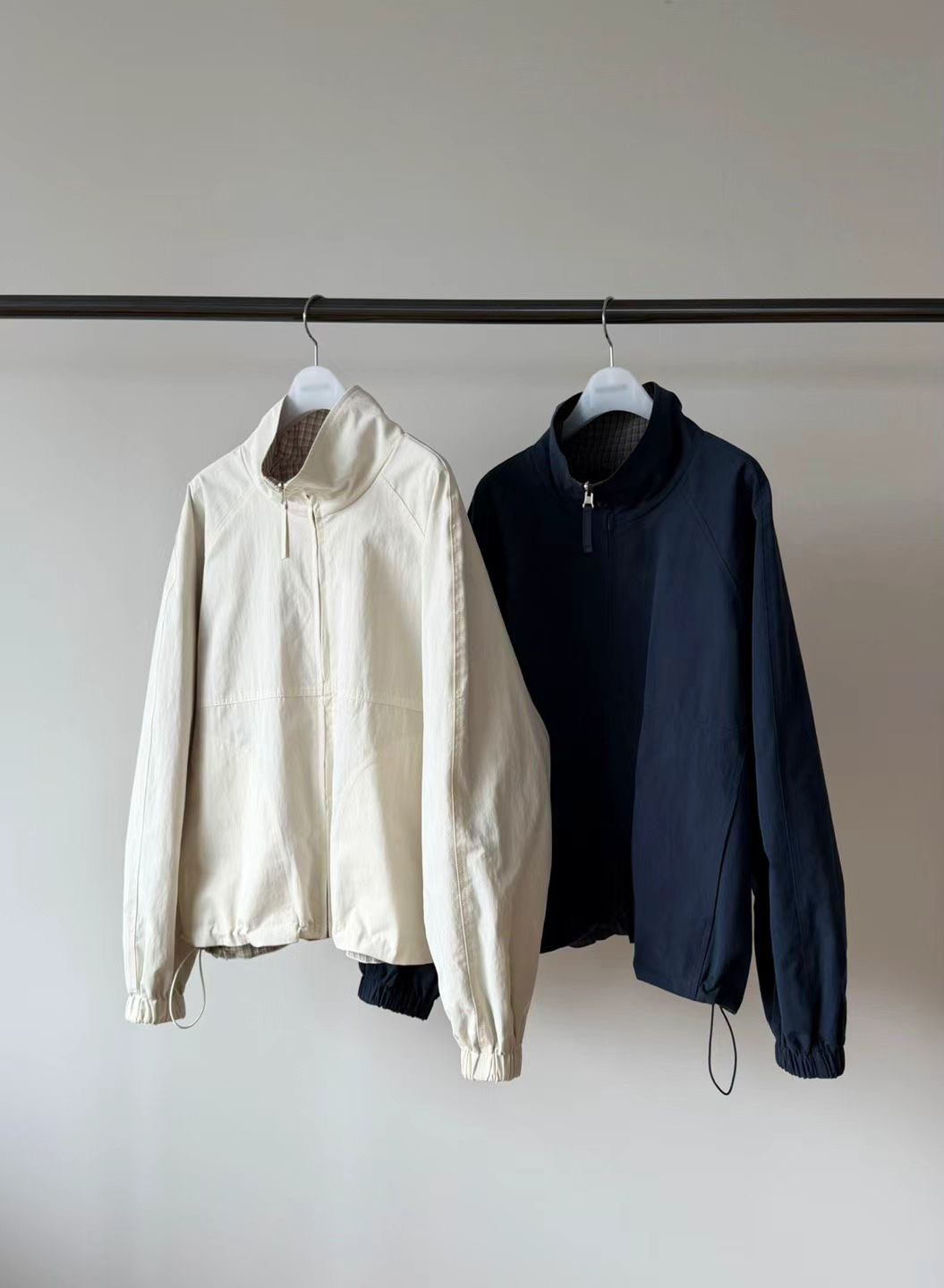 B31.瘦瘦歐膩雙面穿搭格紋防風外套