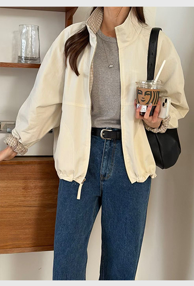 B31.瘦瘦歐膩雙面穿搭格紋防風外套