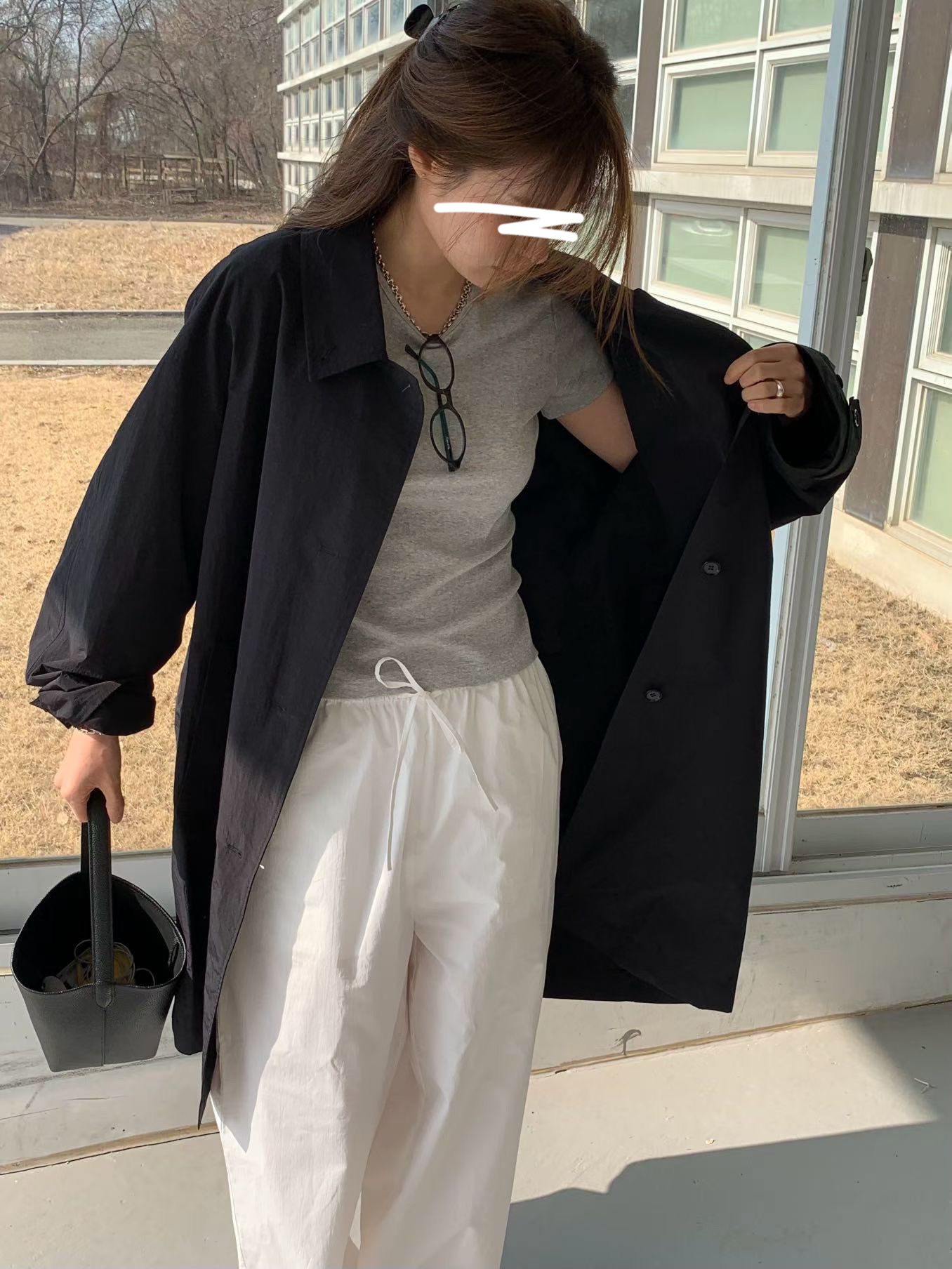 A11.纖瘦家時尚風衣長外套