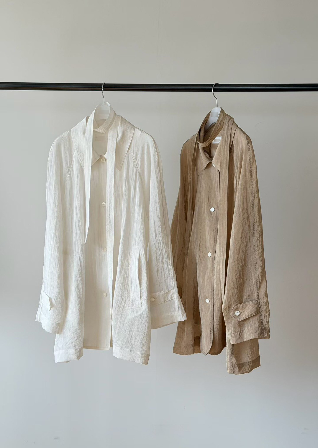 B95.瘦瘦歐膩溫柔微透綁帶外套