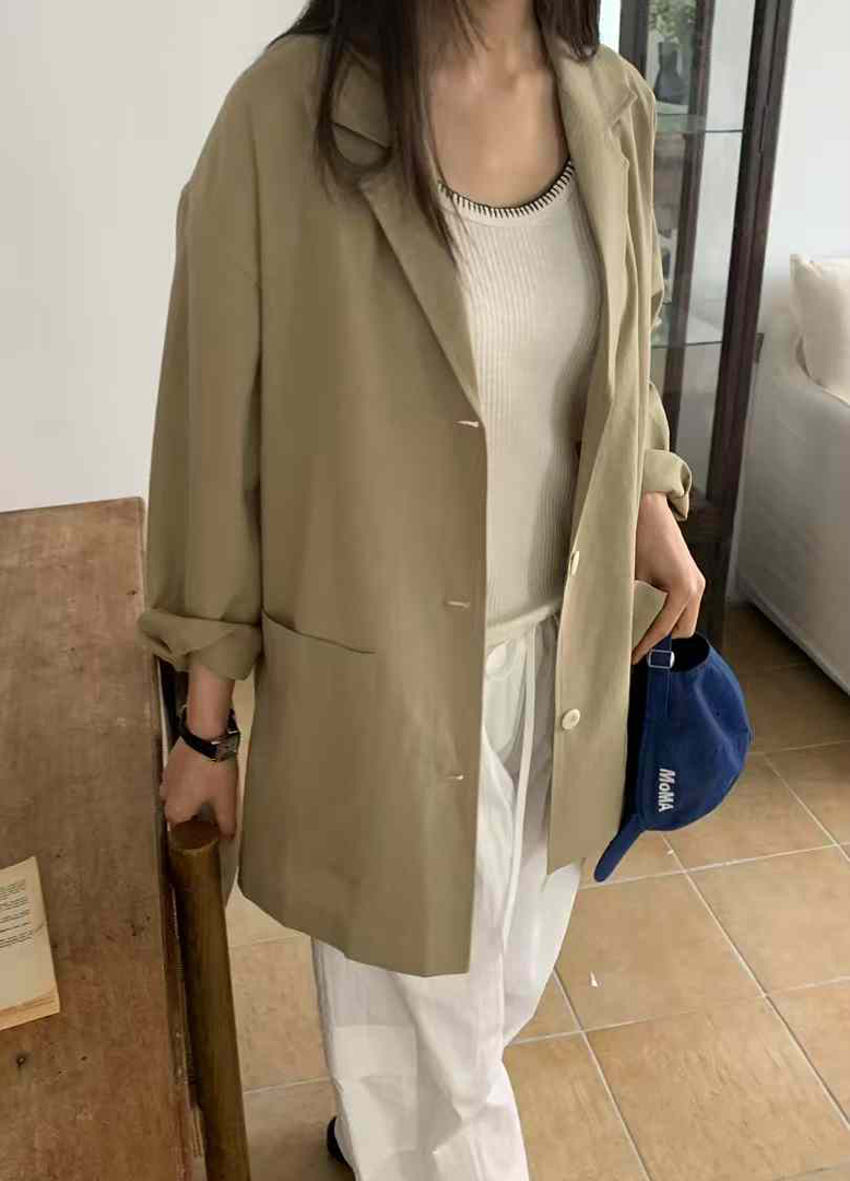 B08.休閒女孩翻領口袋外套