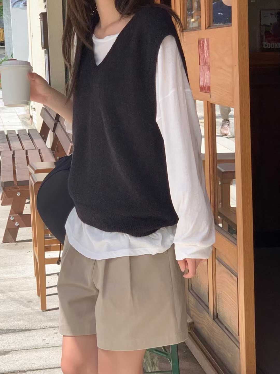 A89.氣質女孩V領針織背心