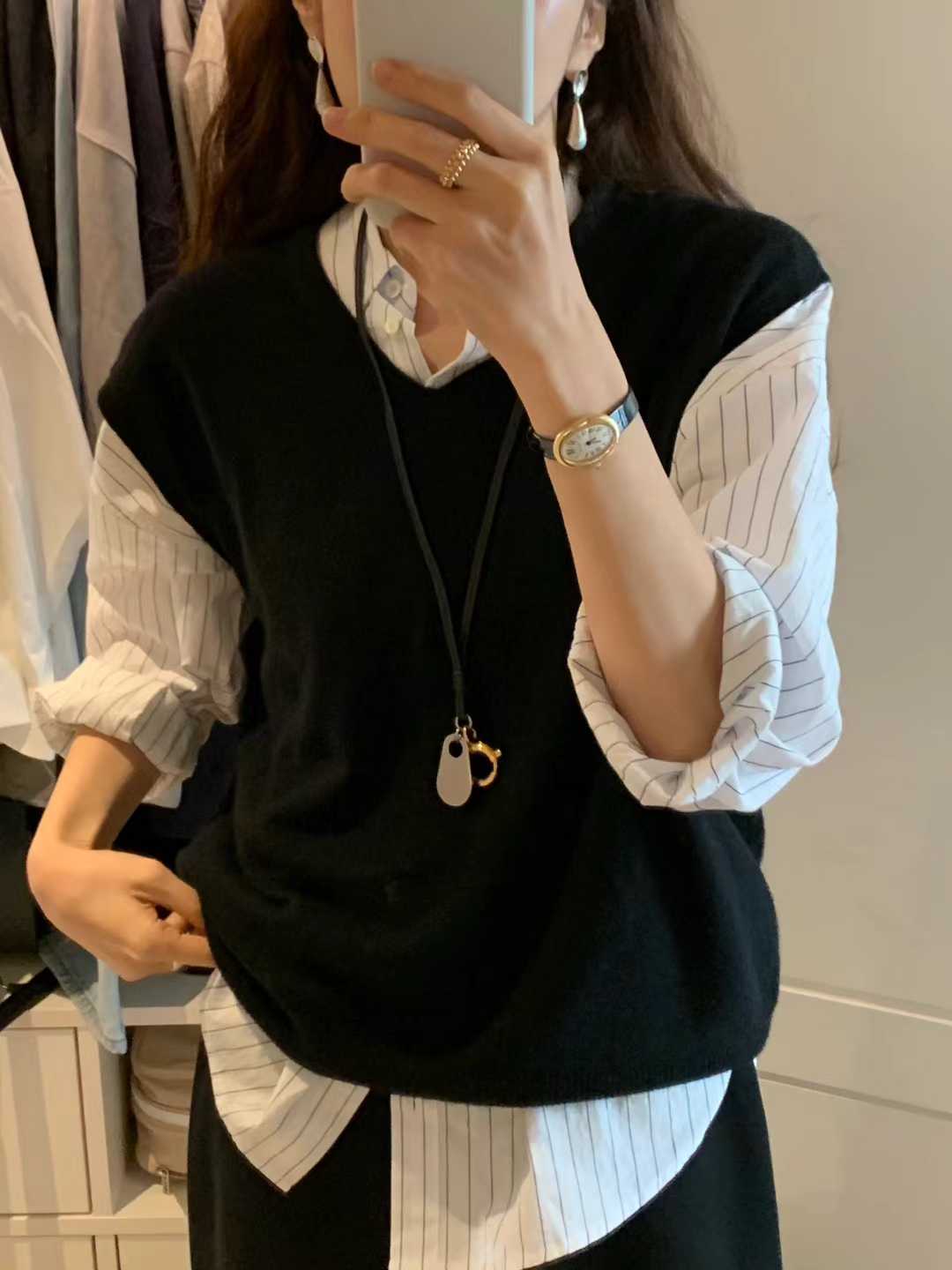 B86.顏值家浣熊美麗諾羊毛混紡無縫背心