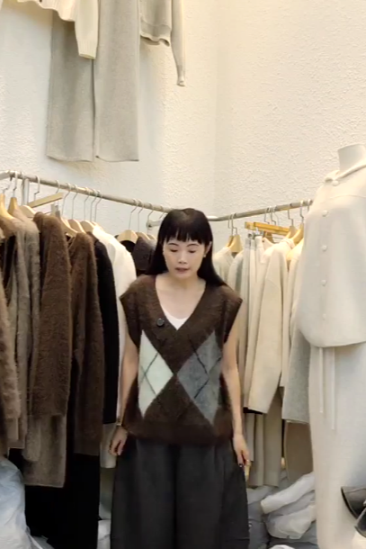 B32.星星家100%羊毛雙格造型背心