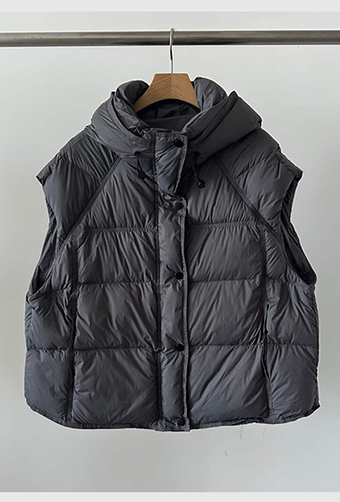 C36.日常顯瘦包肩連帽鴨絨背心