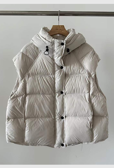 C36.日常顯瘦包肩連帽鴨絨背心