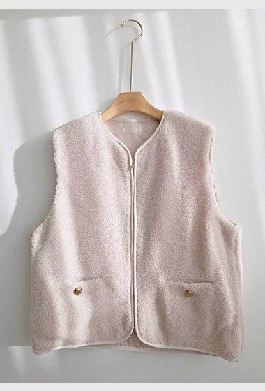 C27.QQ毛雙口袋拉鍊百搭背心