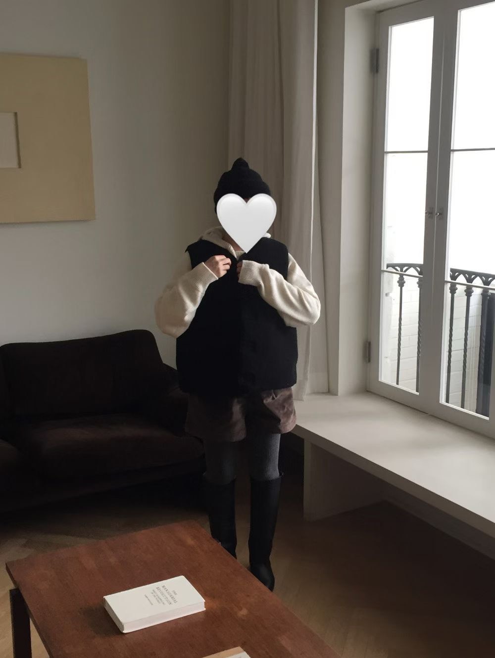 B20.兩面穿排釦羊羔毛背心外套