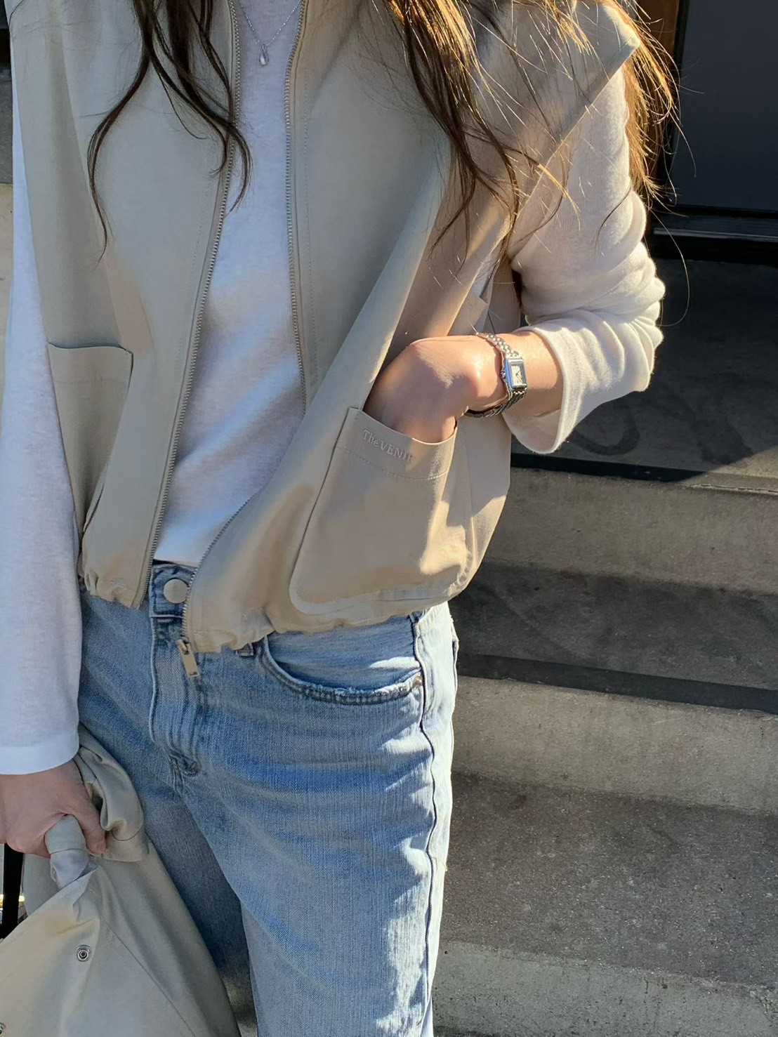 B61.時尚好搭立領包肩口袋背心